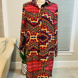 Vibrant Multicolor Geometric Pattern Dress
